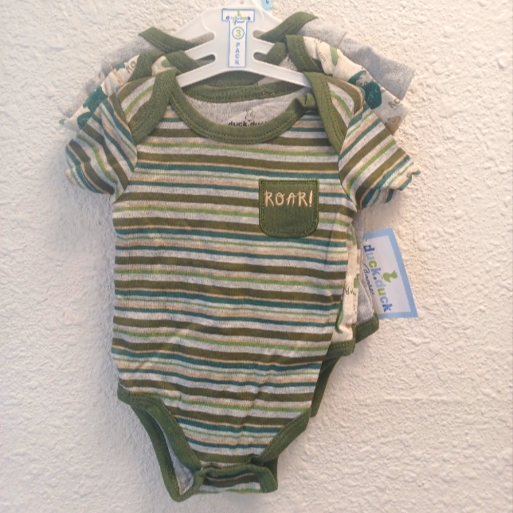 BABY BOY DINOSAUR ONESIE 3 PACK